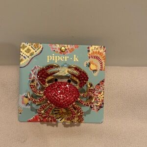 piper•k Red Crystal Crab hair clip